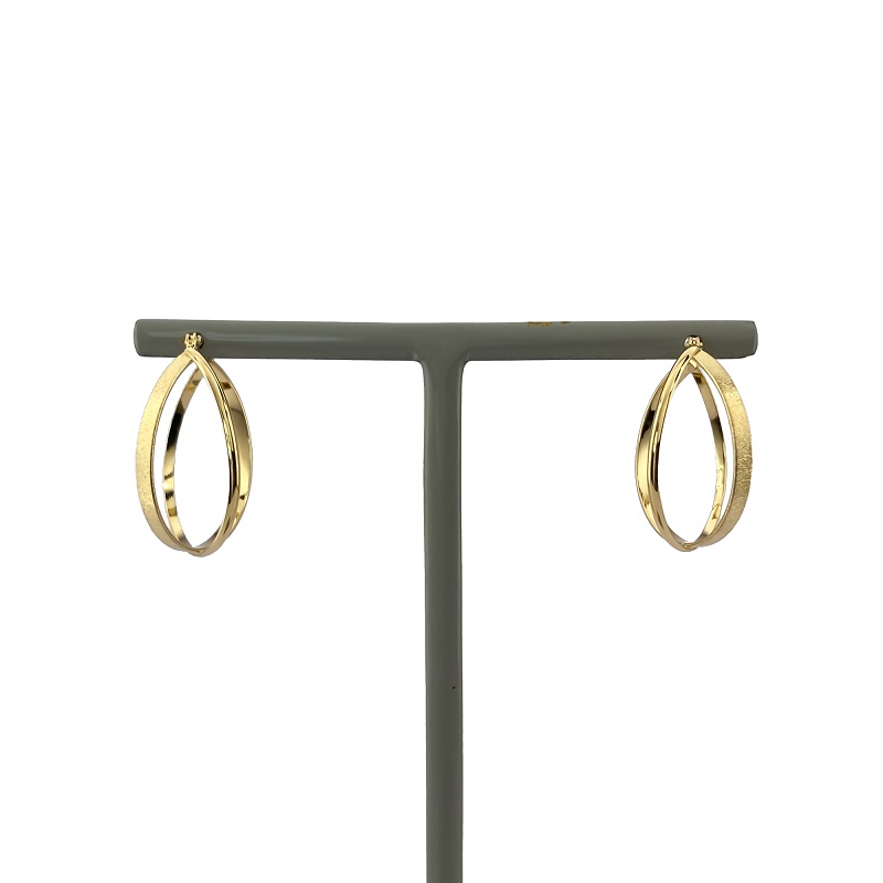 〈 甲府ジュエリー 〉K18　ゴールド　クロッシング クロスフープピアス　GD-3058