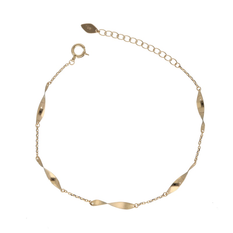 〈 甲府ジュエリー 〉K18　ダブルテクスチャーブレスレット　GD-7006