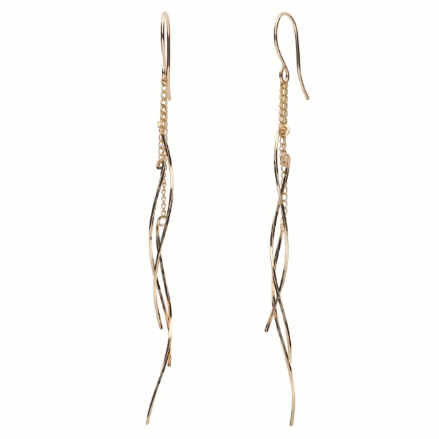 〈 甲府ジュエリー 〉K14GF　ロング　ウェーブ　ピアス　GFP-1247