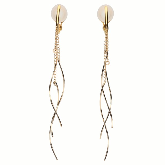 〈 甲府ジュエリー 〉K14GF　ロング　ウェーブ　イヤリング　GFE-4003