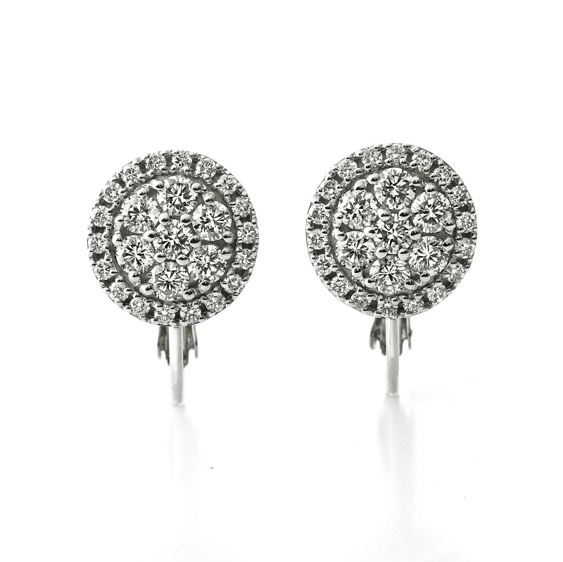 〈 甲府ジュエリー 〉[MADE IN KOFU]PT900 ダイヤパヴェラウンドイヤリング TI-1076