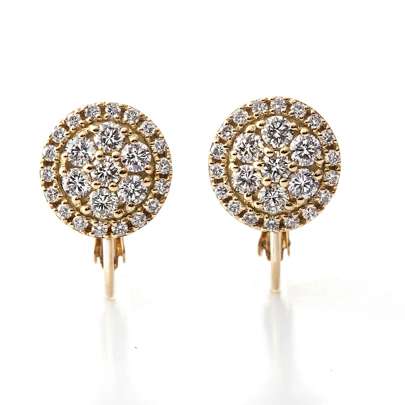 〈 甲府ジュエリー 〉[MADE IN KOFU]K18YG ダイヤパヴェラウンドイヤリング TI-1077