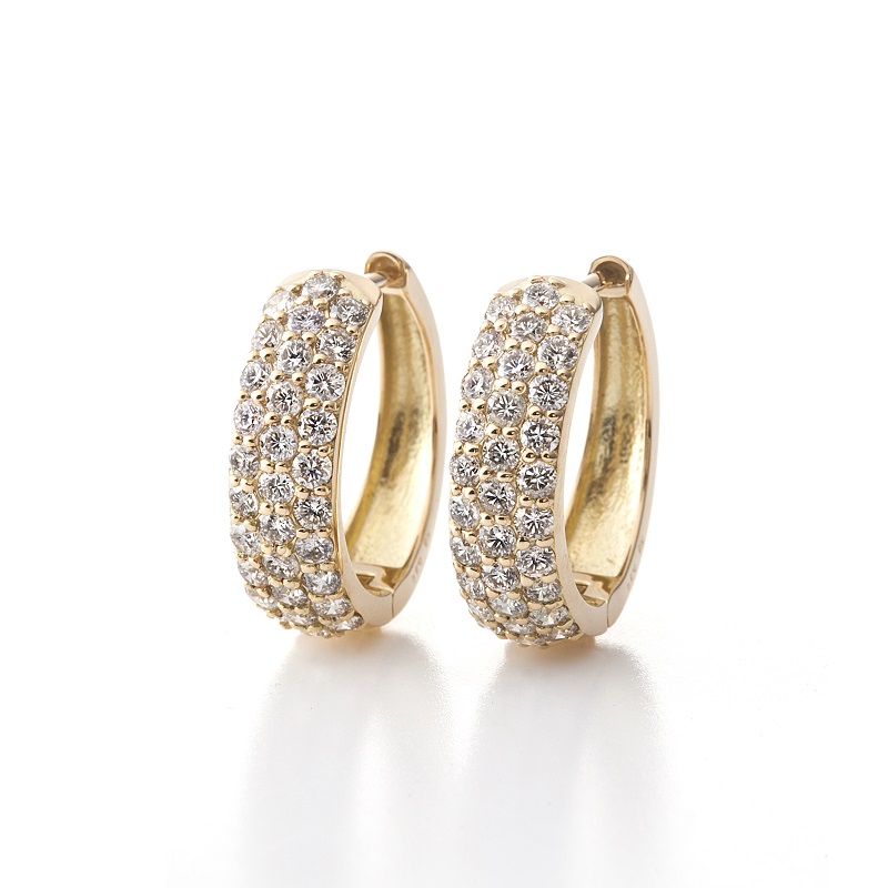 〈 甲府ジュエリー 〉[MADE IN KOFU]K18YG ダイヤパヴェフープピアス 1.0ct TI-1084