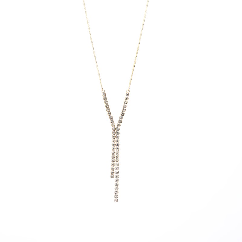 〈 甲府ジュエリー 〉[MADE IN KOFU] K18YG シルキータッチテニスチェーン［Yライン］ネックレス Sサイズ 1.0ct TI-1177