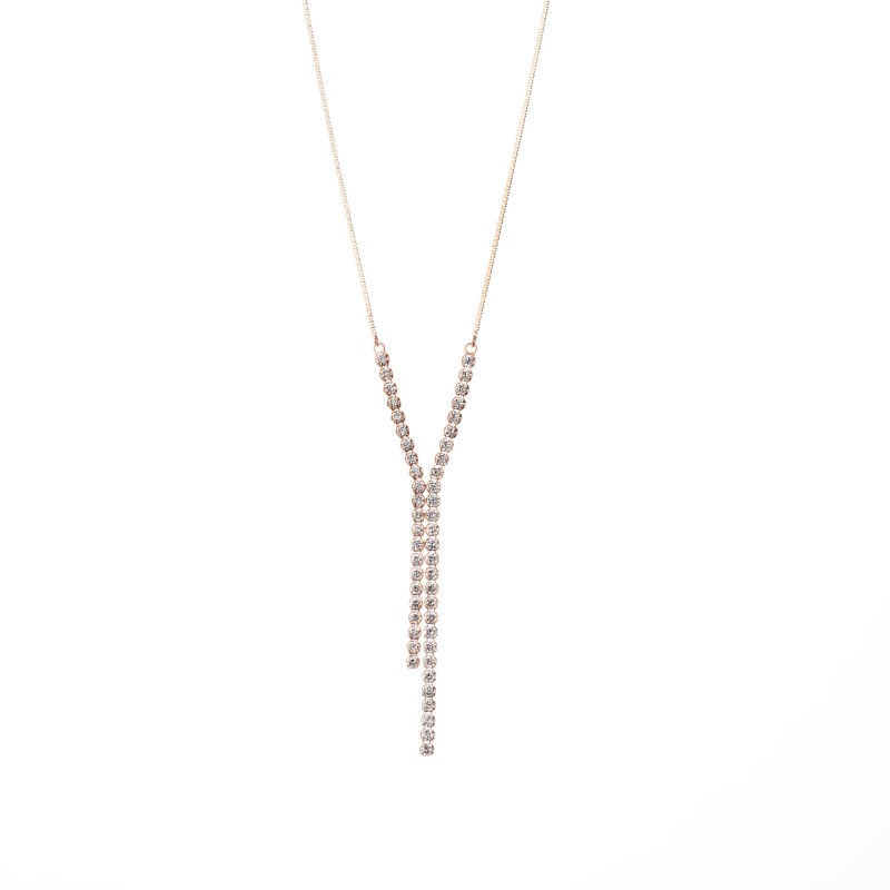 〈 甲府ジュエリー 〉[MADE IN KOFU] K18PG シルキータッチテニスチェーン［Yライン］ネックレス Sサイズ 1.0ct TI-1178