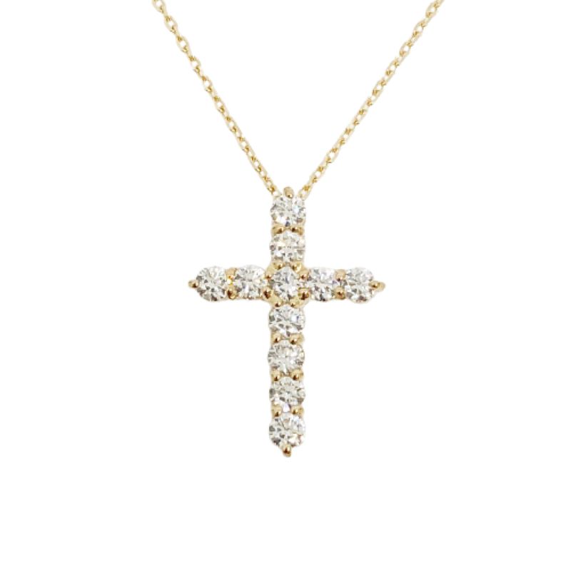 〈 甲府ジュエリー 〉甲府市で製造 18金製 クロス ダイヤモンド ネックレス 0.3ct ［1523147]