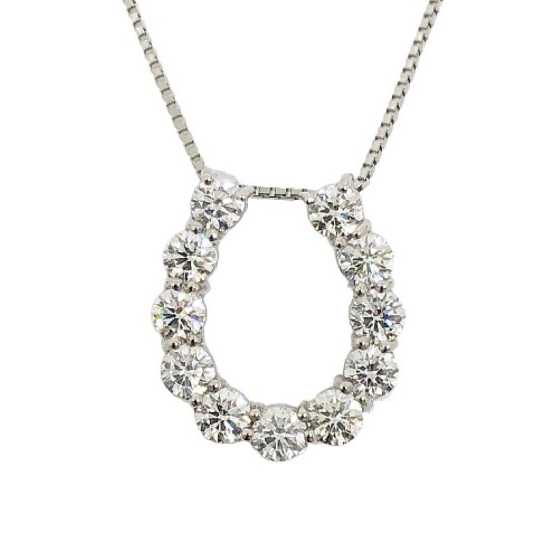 〈 甲府ジュエリー 〉プラチナ製 ハート＆キューピッドダイヤモンド 1.0ct 馬蹄 ペンダントネックレス 【1470083】