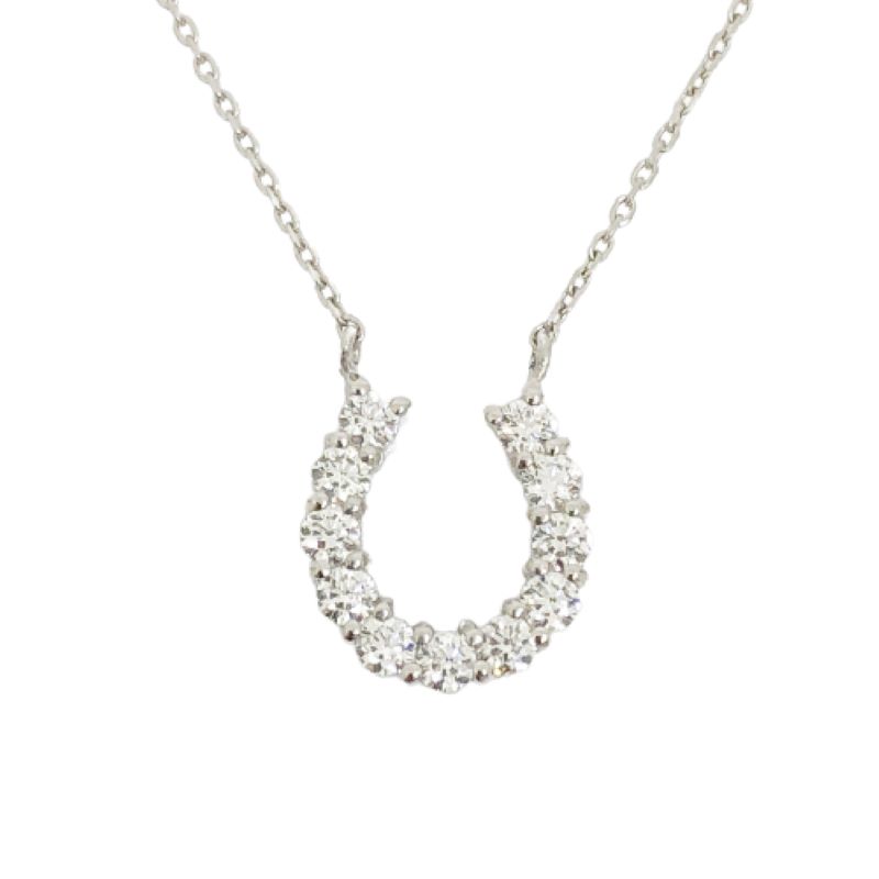 〈 甲府ジュエリー 〉プラチナ製 ハート＆キューピッドダイヤモンド 0.3ct 馬蹄 ペンダントネックレス 【1455909】