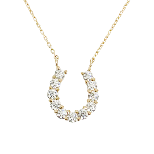 〈 甲府ジュエリー 〉１８金製 ハート＆キューピッドダイヤモンド 0.3ct 馬蹄 ペンダントネックレス 【1455910】