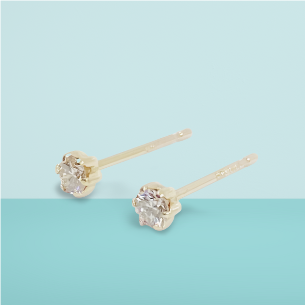 〈 甲府ジュエリー 〉１０金 イエローゴールド製 ダイヤモンド 一粒 スタッドピアス Total 0.10ct 【1449552】