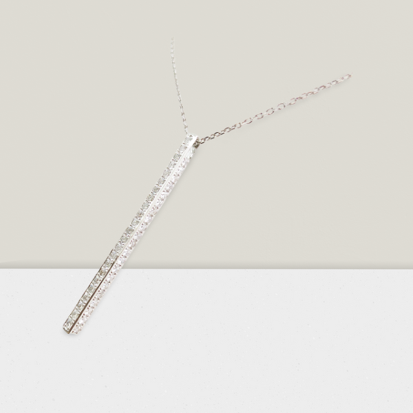 〈 甲府ジュエリー 〉プラチナ製 ハート＆キューピッドダイヤ 1.0ct ロング ロッド ネックレス 【1456716】