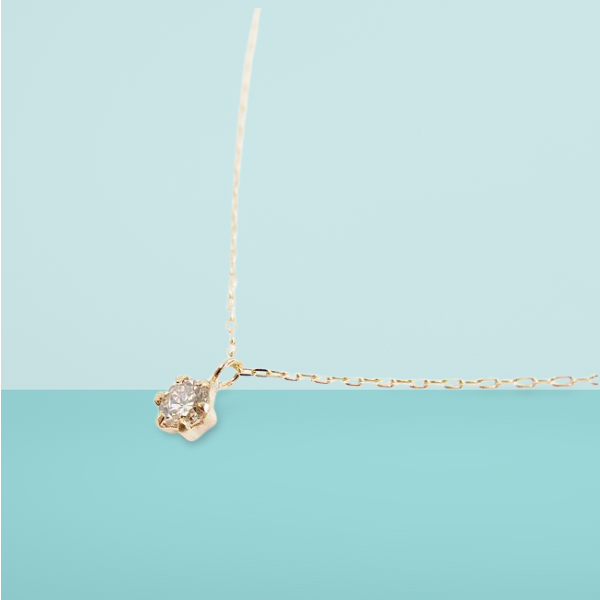〈 甲府ジュエリー 〉１０金イエローゴールド製 １粒 ダイヤモンド 0.08ct プチネックレス 【1449551】