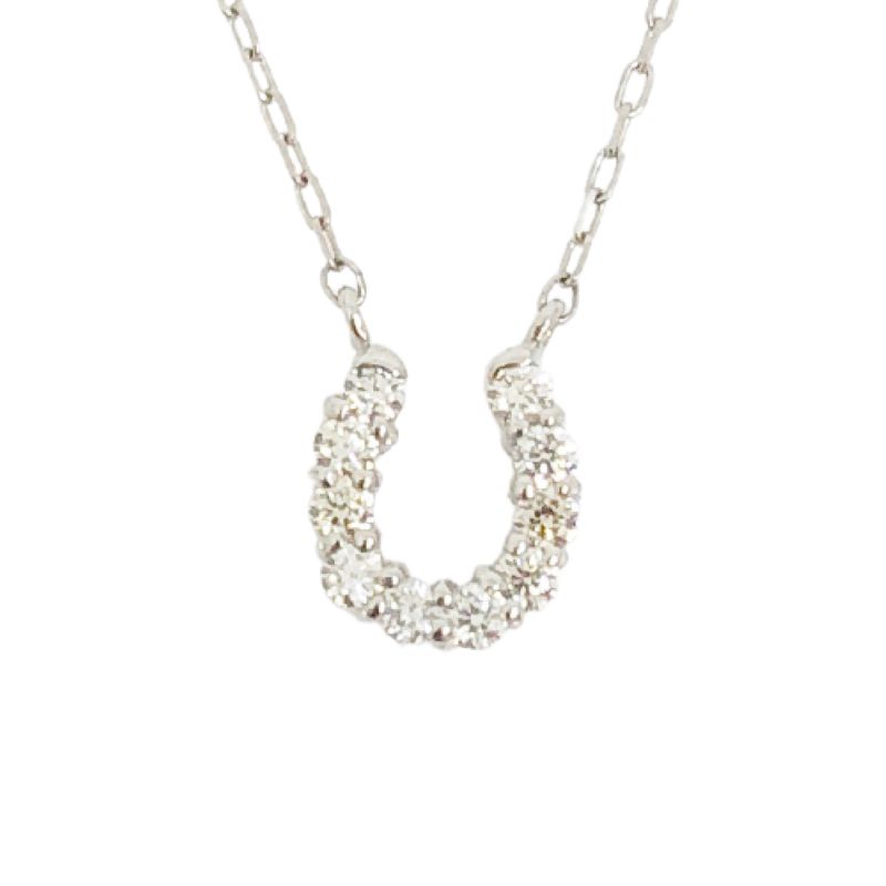 〈 甲府ジュエリー 〉プラチナ製 ハート＆キューピッドダイヤ 0.1ct 馬蹄 ペンダントネックレス 【1450602】