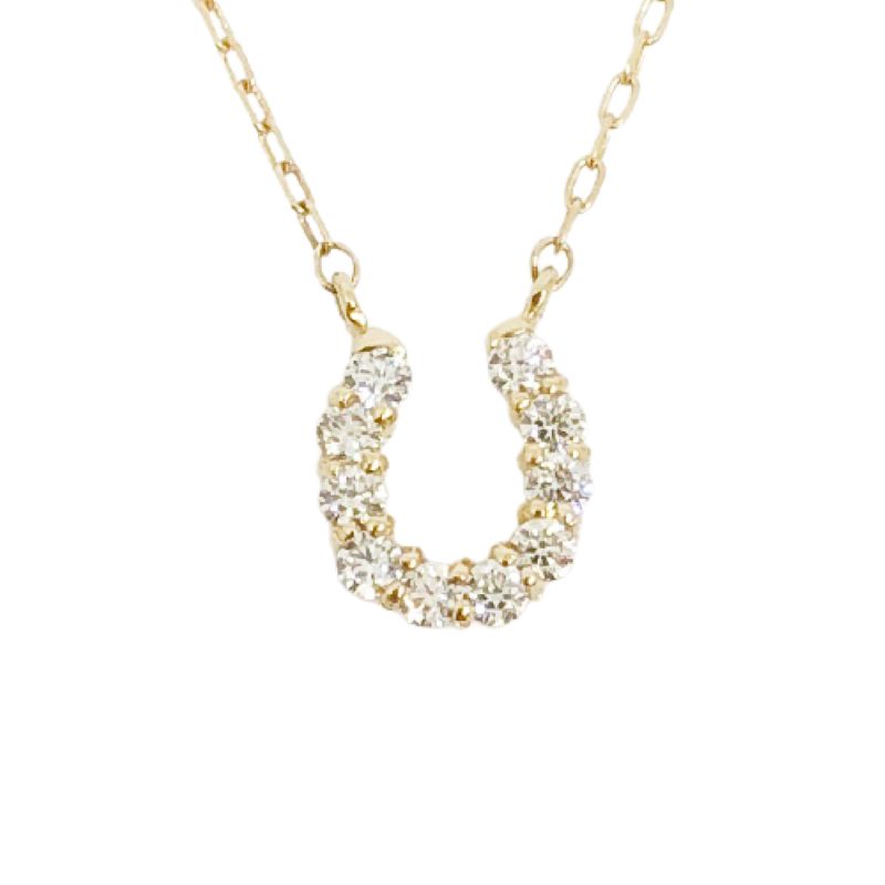 〈 甲府ジュエリー 〉18金製 ハート＆キューピッドダイヤモンド 0.1ct 馬蹄 ペンダントネックレス 【1469712】