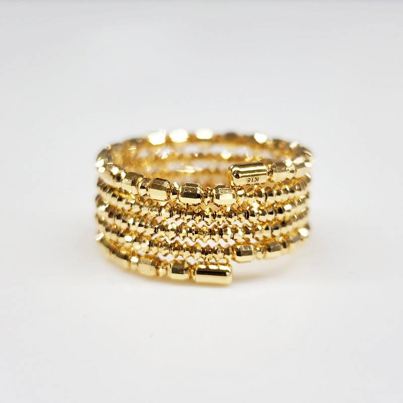 ＜ 甲府ジュエリー ＞K18 イエローゴールド フリーサイズ リング カットボール　大人 おしゃれ 5連 SAI532Y