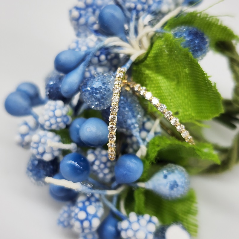 〈 甲府ジュエリー 〉K18 イエローゴールド ダイヤ エタニティ フープ ピアス 0.1ctUP BPE-04016K