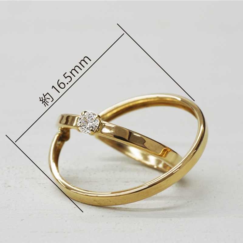 ＜ 甲府ジュエリー ＞k18YG ダイヤモンド 手作り イヤーカフ ジュエリー 2連サークル 03186