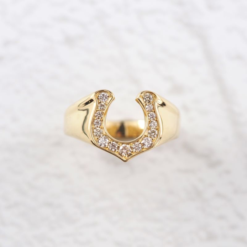 〈 甲府ジュエリー 〉K18 ダイヤ 馬蹄 リング M 26653