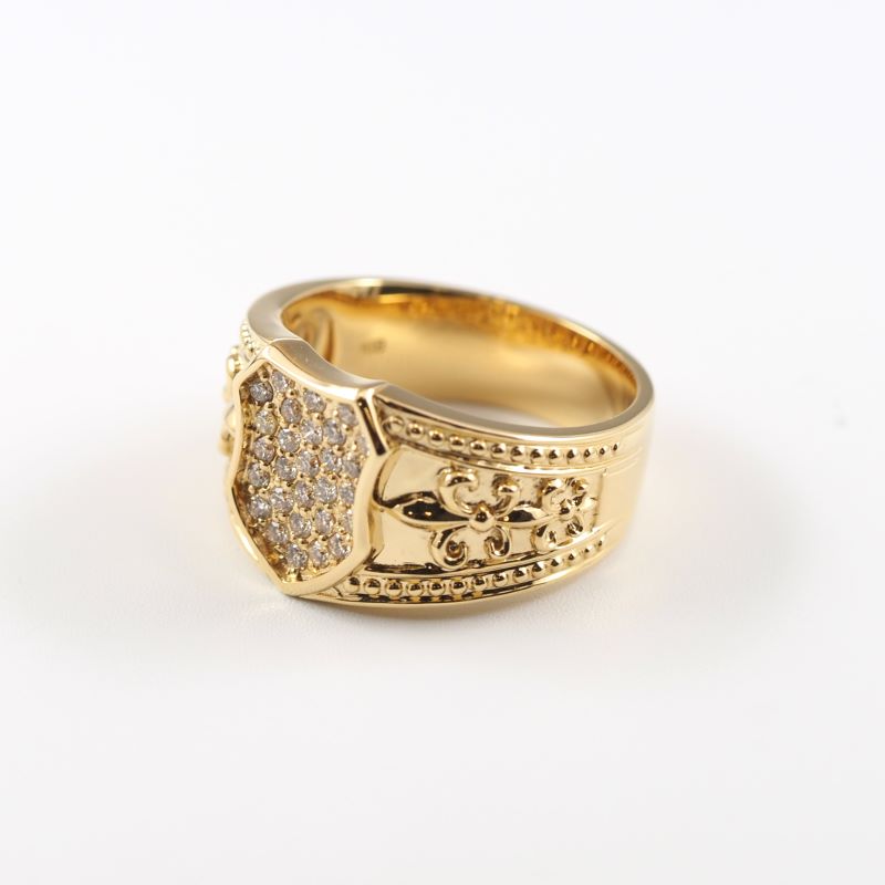 ＜ 甲府ジュエリー ＞K18 ダイヤ シールド/盾モチーフ メンズ リング 26089