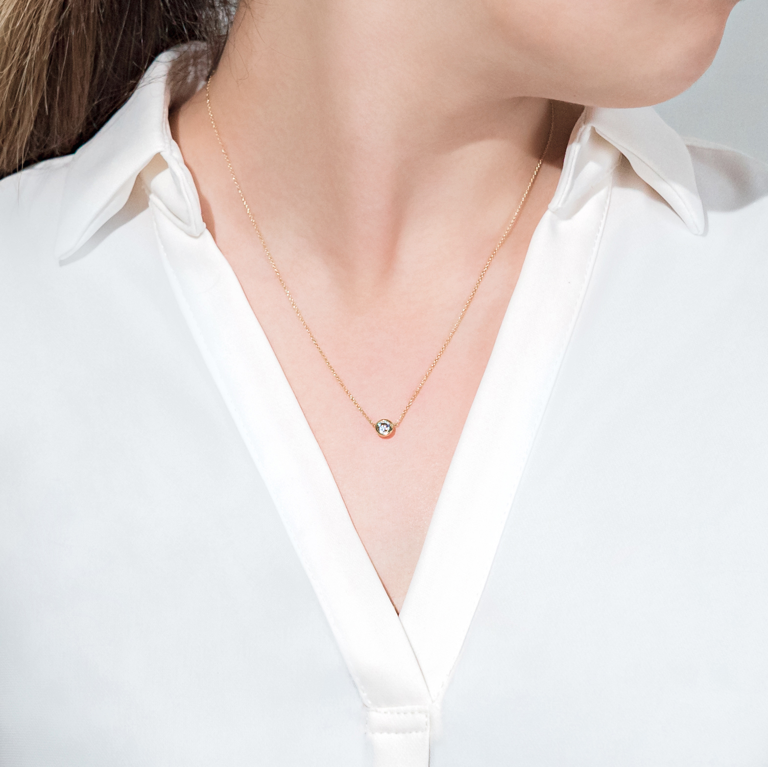 〈 甲府ジュエリー 〉K18イエローゴールドシンプルダイヤモンドネックレス(0.3ct)60-8695