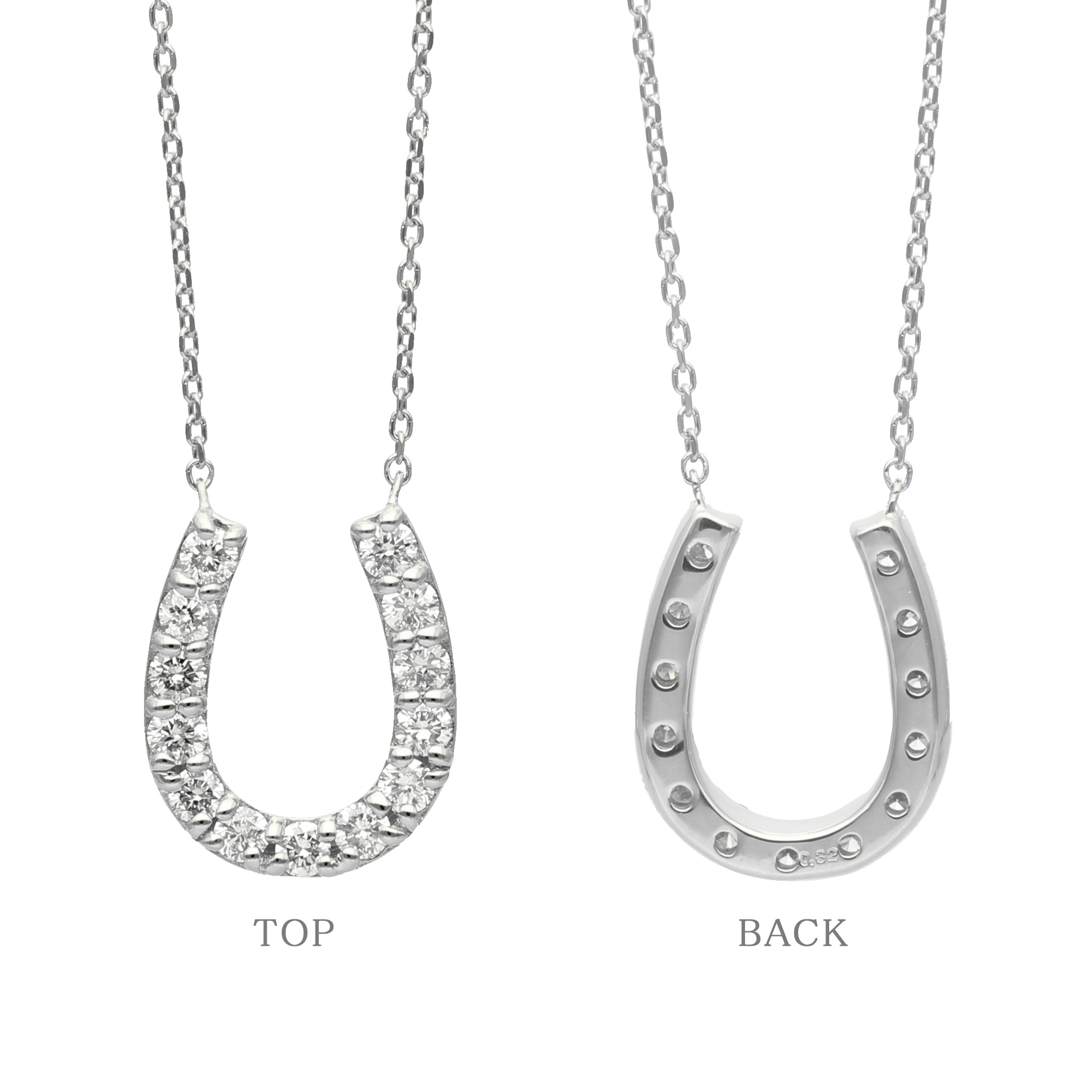 〈 甲府ジュエリー 〉プラチナ　馬蹄ダイヤモンドネックレス(0.32ct)63-8554