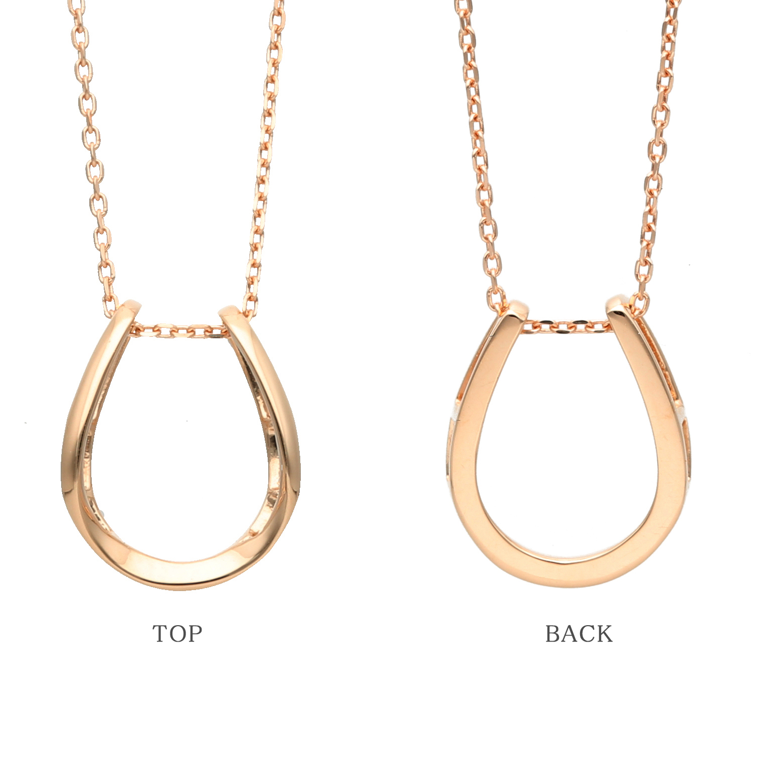 ＜ 甲府ジュエリー ＞K18ピンクゴールド　シンプル馬蹄ネックレス 63-8558