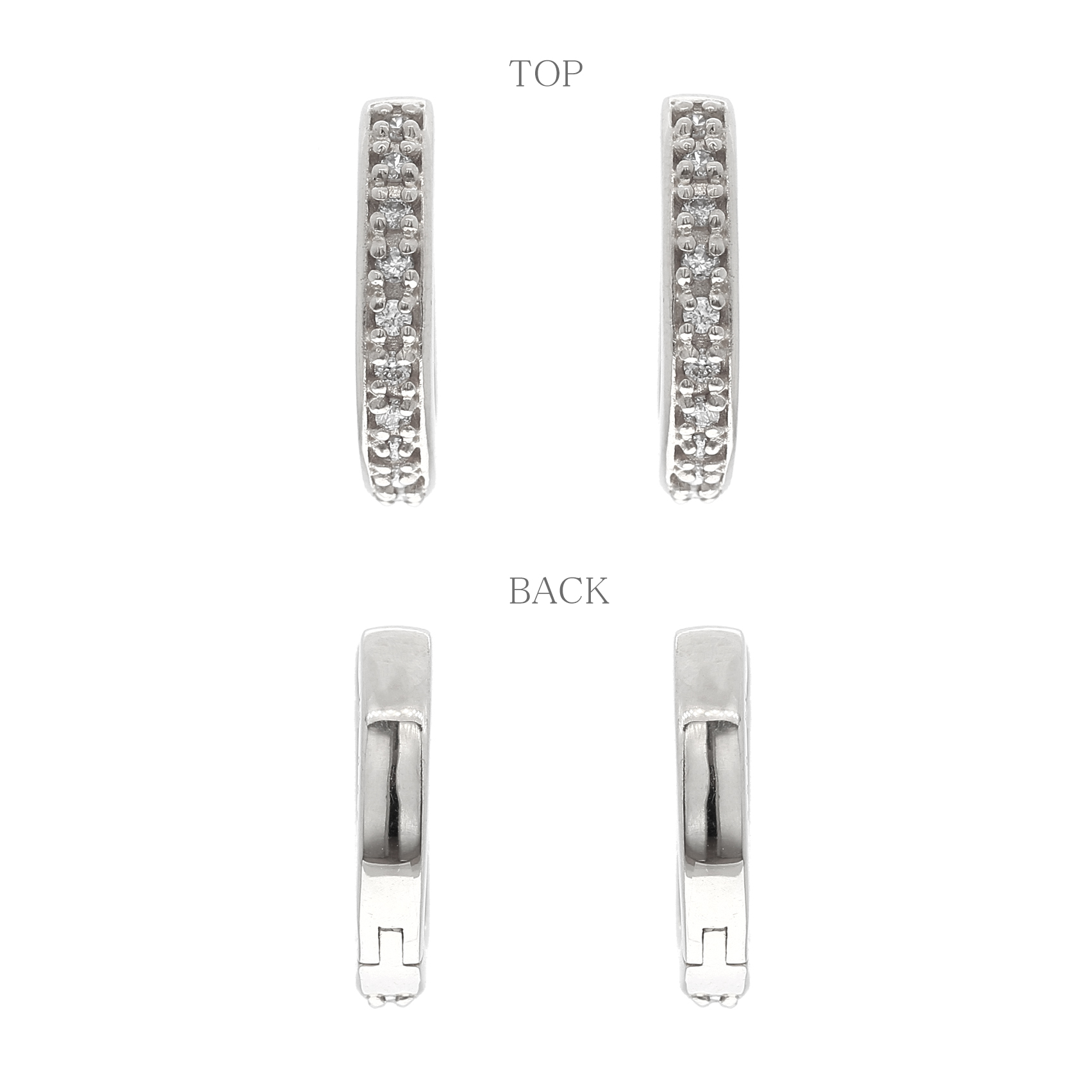 ＜ 甲府ジュエリー ＞K18ホワイトゴールド ダイヤモンドフープピアス(0.1ct)46-3424