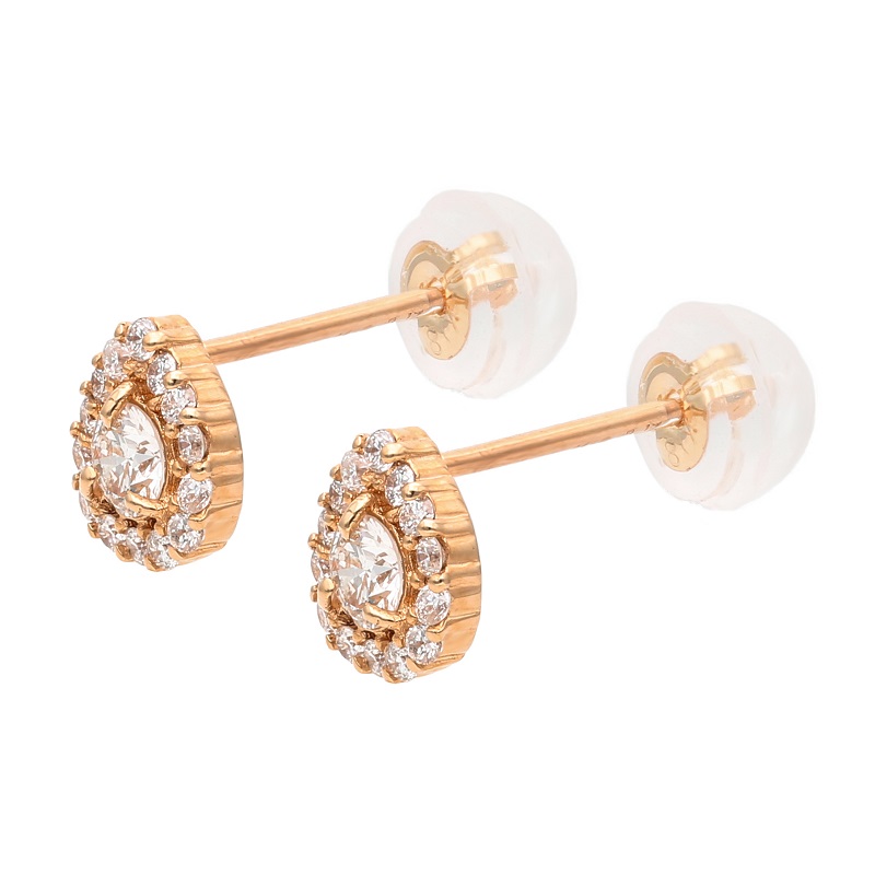 〈 甲府ジュエリー 〉K18ピンクゴールド ドロップデザインダイヤピアス 0.34ct 43-6283