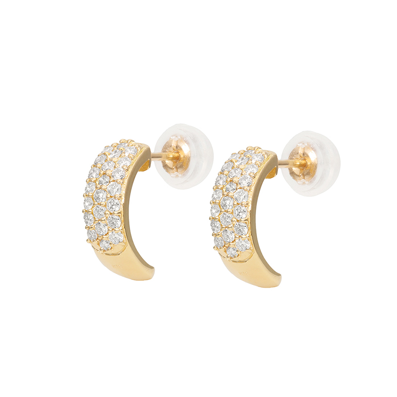 〈 甲府ジュエリー 〉K18 0.3ctパヴェスタッドピアス 43-6334