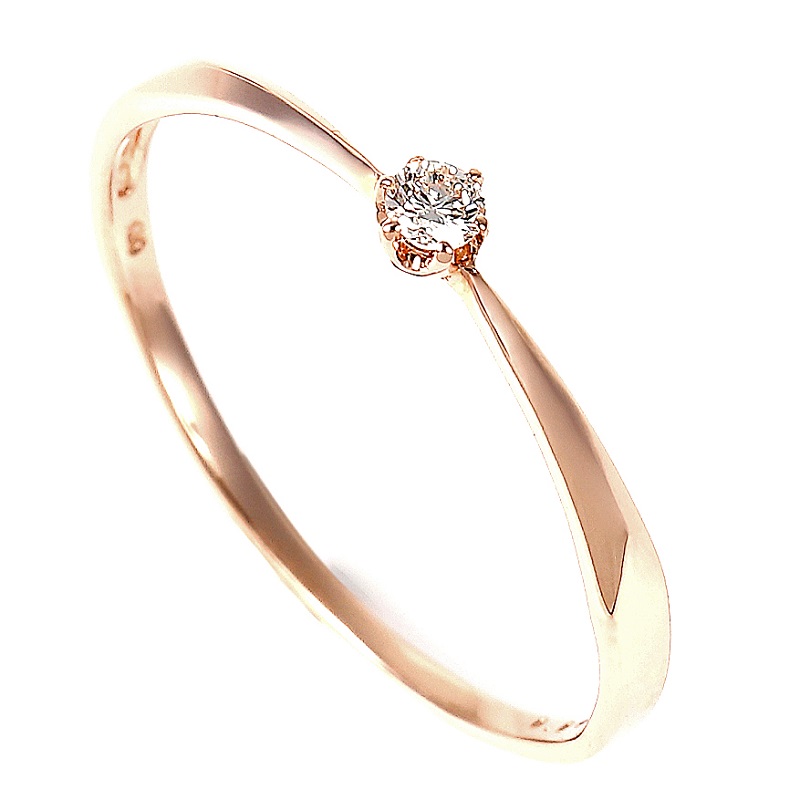 ＜ 甲府ジュエリー ＞シンプル　6本爪Ｋ10ＰＧダイヤモンドリング　R894DI-R2