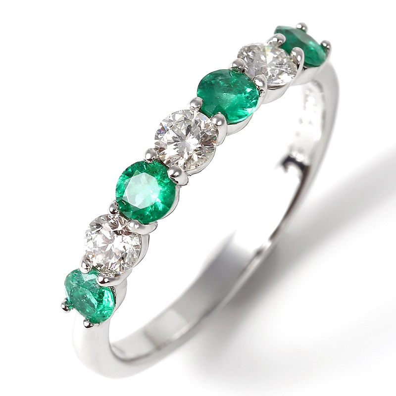 〈 甲府ジュエリー 〉エメラルド ダイヤ プラチナ950ハードプラチナリング　R3604EM-P2