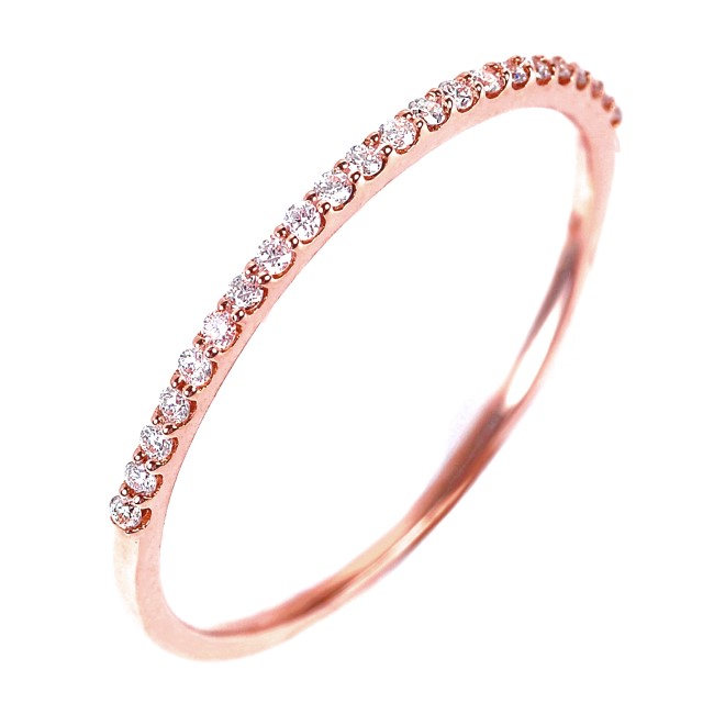 〈 甲府ジュエリー 〉Ｋ18ＰＧダイヤモンド0.08ＣＴ極細リングＲ4004DI-Ｒ