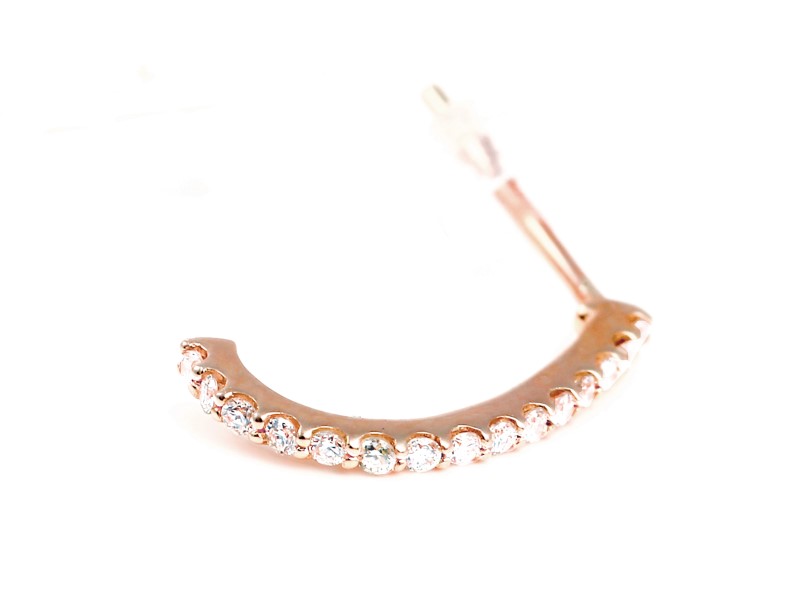 〈 甲府ジュエリー 〉K18ＰＧダイヤモンド極細ラインピアス　E319DI-R