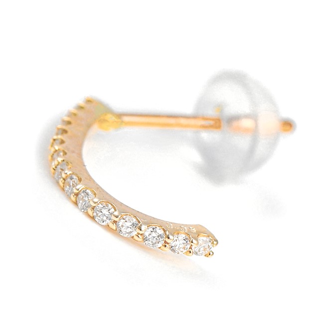 〈 甲府ジュエリー 〉K10YG ダイヤモンド極細ラインピアス　E319DI-Y2