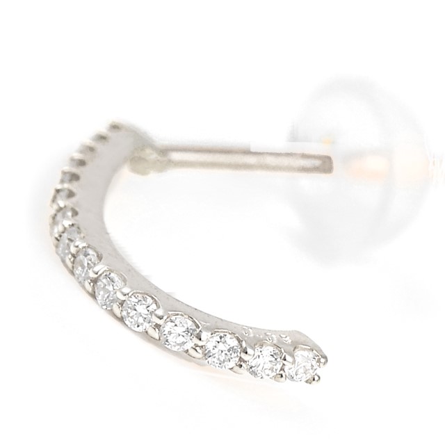 〈 甲府ジュエリー 〉K10WG ダイヤモンド極細ラインピアス　E319DI-2