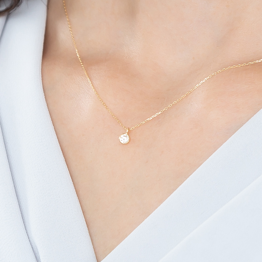 〈 甲府ジュエリー 〉K１８ダイヤ0.1ct 一粒 ネックレス 027878