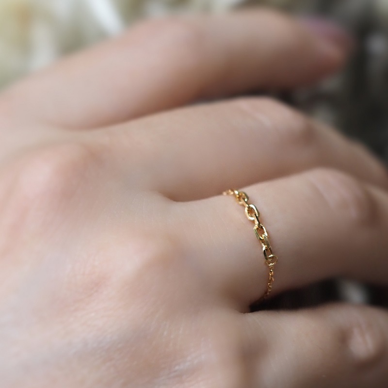 〈 甲府ジュエリー 〉K18 小豆 チェーンリング(0120126639)