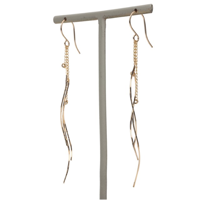 〈 甲府ジュエリー 〉K14GF　ロング　ウェーブ　ピアス　GFP-1247