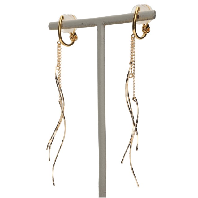 〈 甲府ジュエリー 〉K14GF　ロング　ウェーブ　イヤリング　GFE-4003