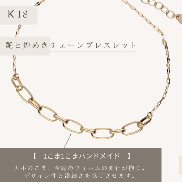 〈 甲府ジュエリー 〉K18　甲丸線ハンドメイド　チェーンブレスレット　GD-7009　鑑別書付き
