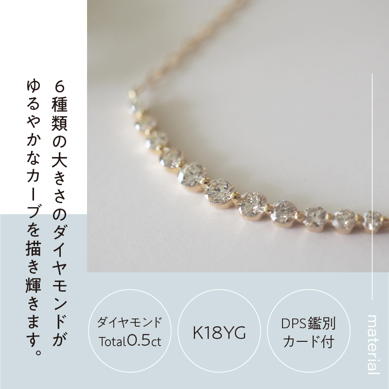 〈 甲府ジュエリー 〉[MADE IN KOFU]K18 D0.5ct ダイヤラインネックレス TI-586