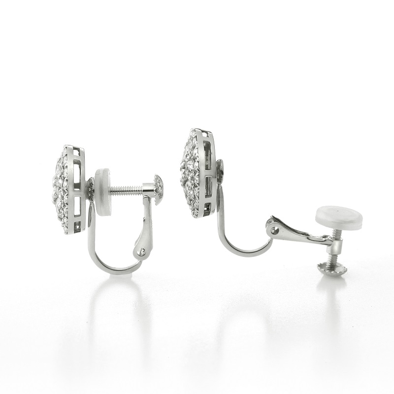 〈 甲府ジュエリー 〉[MADE IN KOFU]PT900 ダイヤパヴェラウンドイヤリング TI-1076