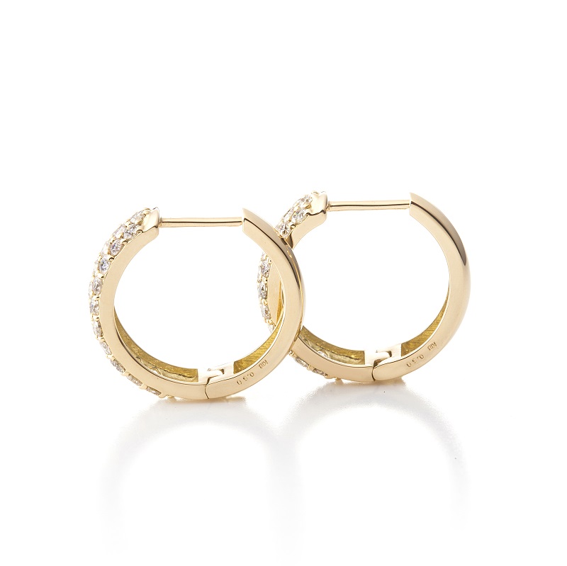 〈 甲府ジュエリー 〉[MADE IN KOFU]K18YG ダイヤパヴェフープピアス 1.0ct TI-1084