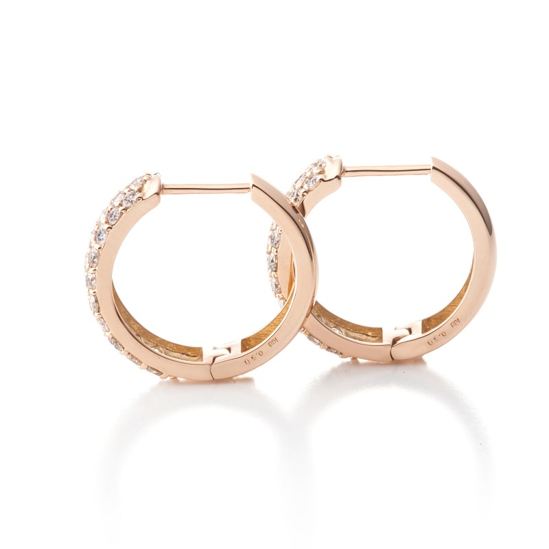 〈 甲府ジュエリー 〉[MADE IN KOFU] K18PG ダイヤパヴェフープピアス 1.0ct TI-1108