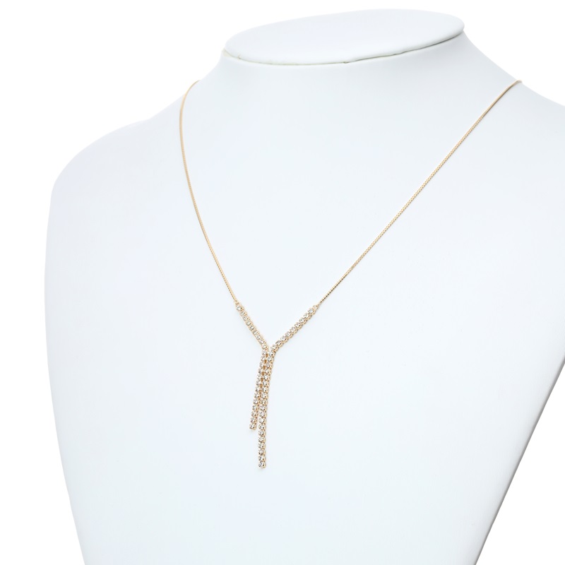 〈 甲府ジュエリー 〉[MADE IN KOFU] K18YG シルキータッチテニスチェーン［Yライン］ネックレス Sサイズ 1.0ct TI-1177