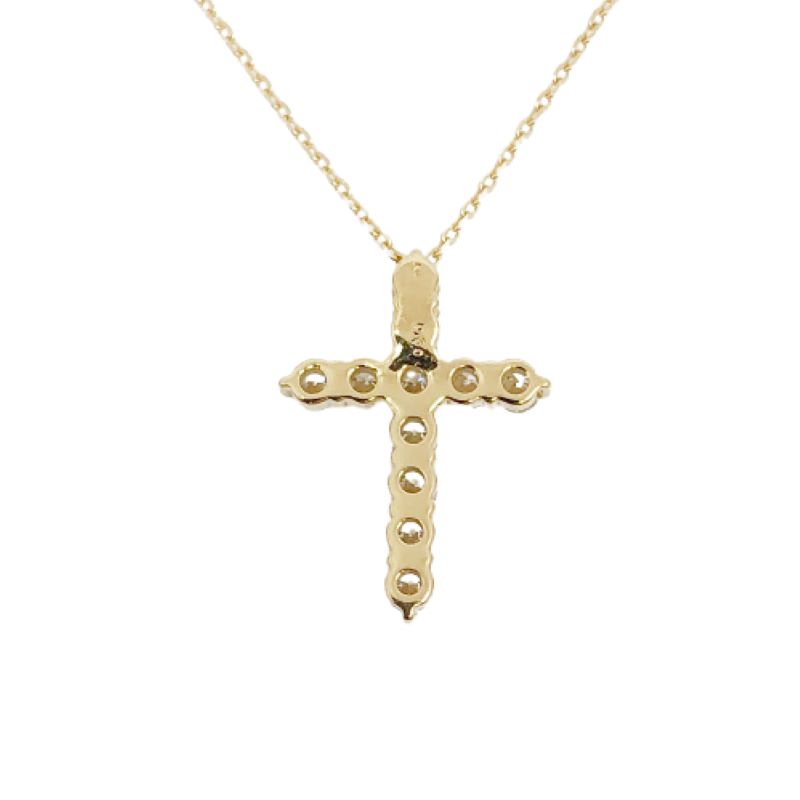 〈 甲府ジュエリー 〉甲府市で製造 18金製 クロス ダイヤモンド ネックレス 0.3ct ［1523147]