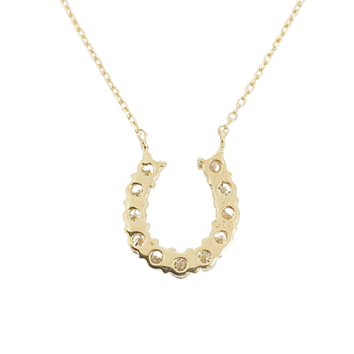 〈 甲府ジュエリー 〉１８金製 ハート＆キューピッドダイヤモンド 0.3ct 馬蹄 ペンダントネックレス 【1455910】