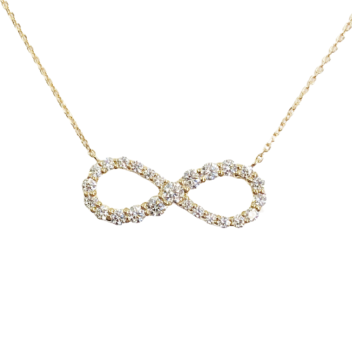 〈 甲府ジュエリー 〉[ふるさと納税限定企画 ］１８金製 ハート＆キューピッドダイヤ 0.5ct インフィニティー ネックレス 【1459014】