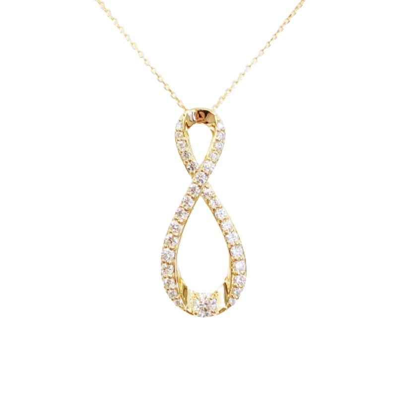 〈 甲府ジュエリー 〉[ ふるさと納税限定企画 ］１８金製 ハート＆キューピッドダイヤ 0.5ct インフィニティー ネックレス 【1458376】