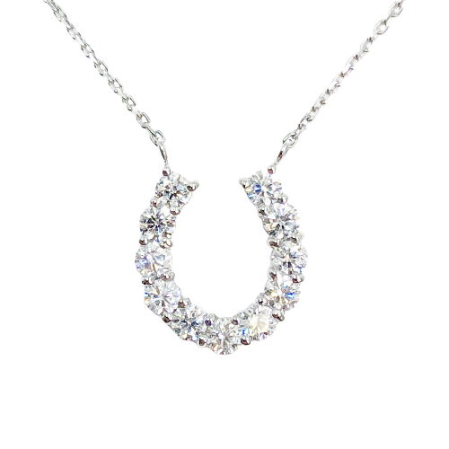 〈 甲府ジュエリー 〉プラチナ製 ハート＆キューピッドダイヤモンド 0.5ct 馬蹄 ペンダントネックレス 【1456718】